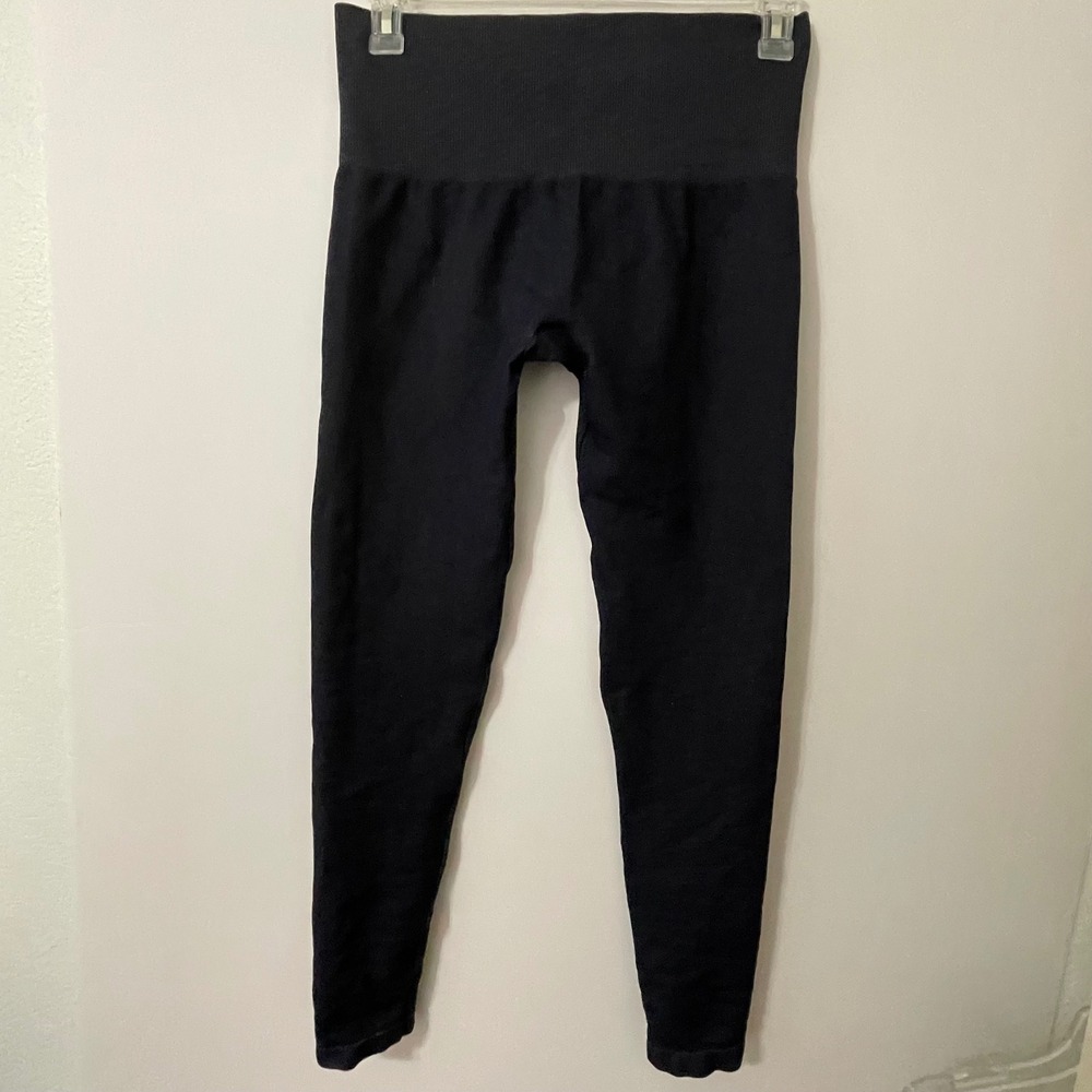 ASSETS by Sara Blakely Womens High Waisted Leggings XL‎ Black Ribbed Seamless